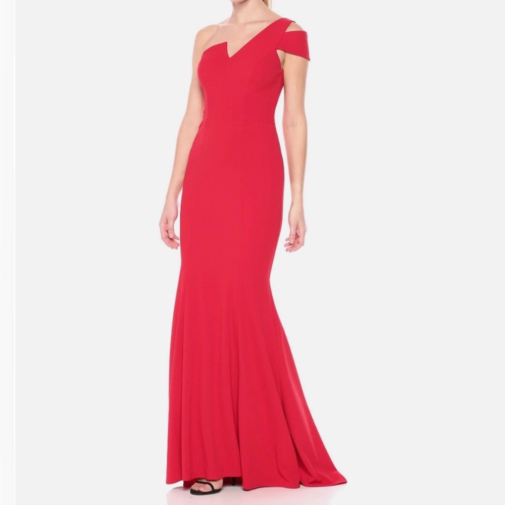 Red one shoulder dress